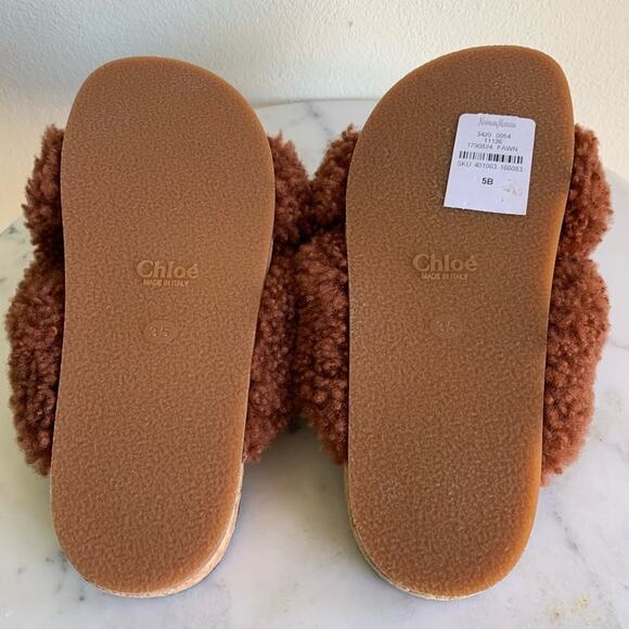 NWT Chloé Shearling Fur Flat Slide Sandal 35EU - Picture 7 of 12
